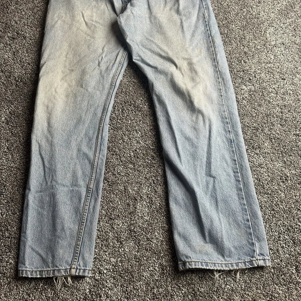Levis 505 Jeans 38x32 Blue Distressed Denim Straight Leg Faded Y2K Grunge Skater